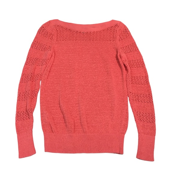 LOFT Coral Knit Boatneck Open Weave Sweater Top - Women’s XS - Picture 2 of 12